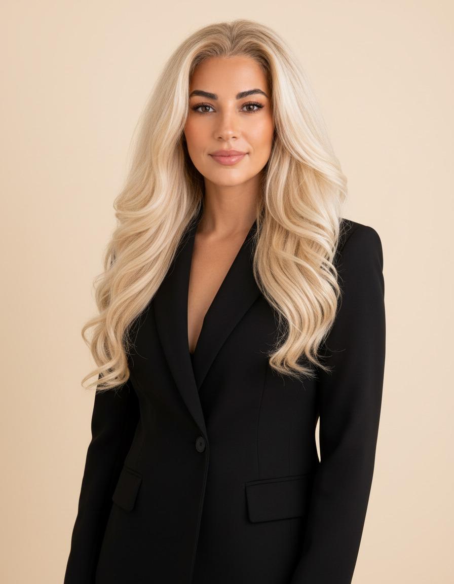 Roya, founder and lead artist of Dr Browz Studio, in a black blazer